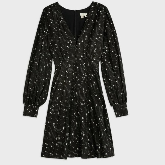 TED Baker Gemmi Long Puff Sleeve V Neck Ruffle Hem Pockets Shift Mini Dress NEW - Picture 6 of 14